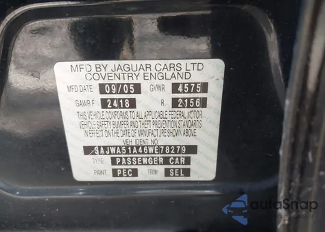 2006 Jaguar X-Type 3.0 z USA, uszkodzony, nr VIN SAJWA51A46WE78279